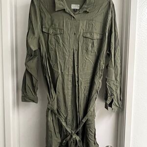 Universal Thread Army Green Lightweight Shirt Dress